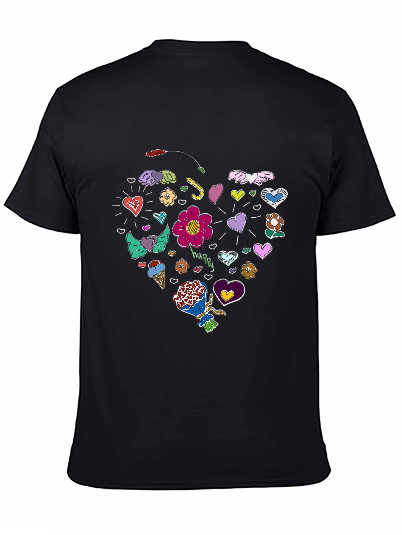 Heart Doodle Graphic Tee - Fun Casual Style