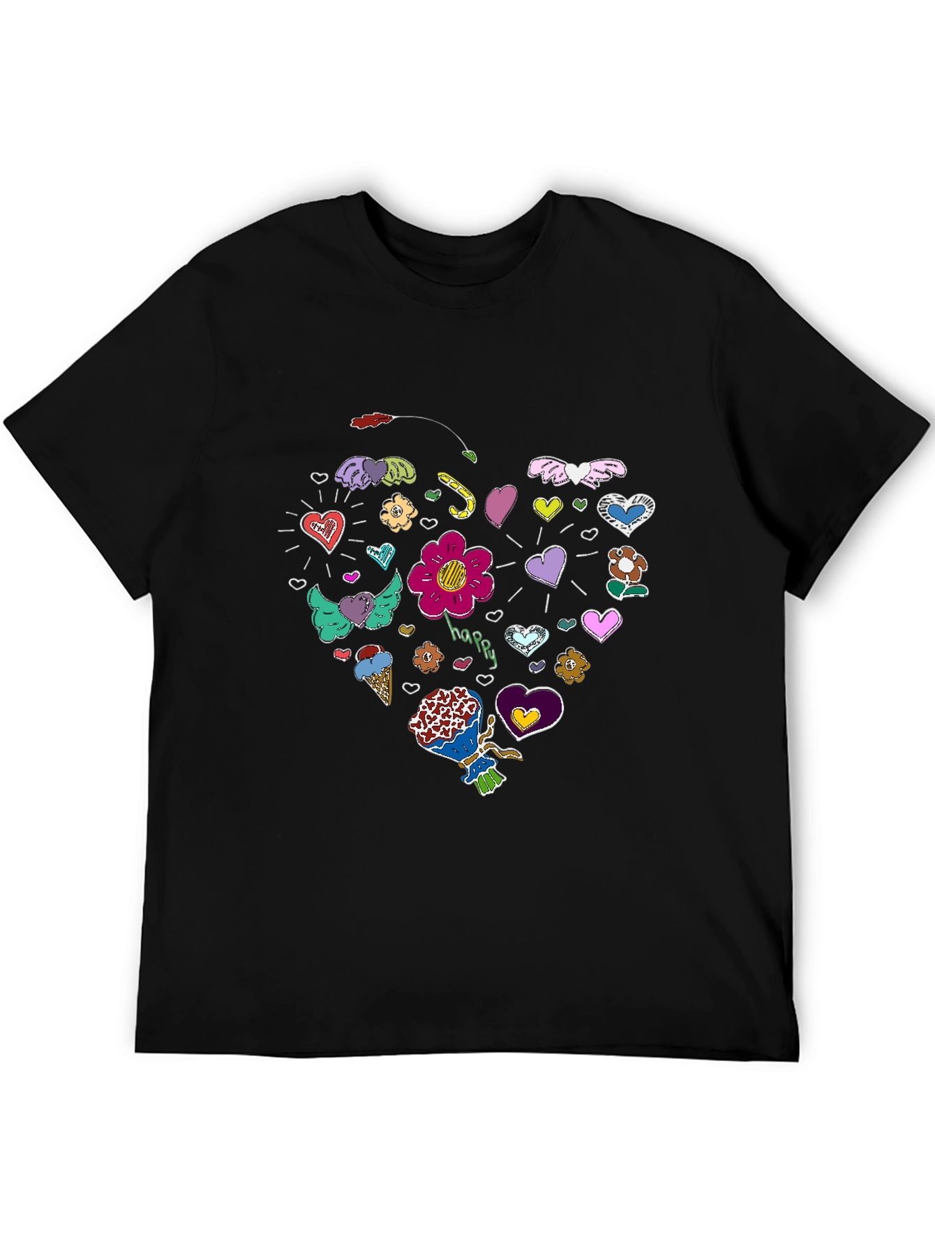 Heart Doodle Graphic Tee - Fun Casual Style