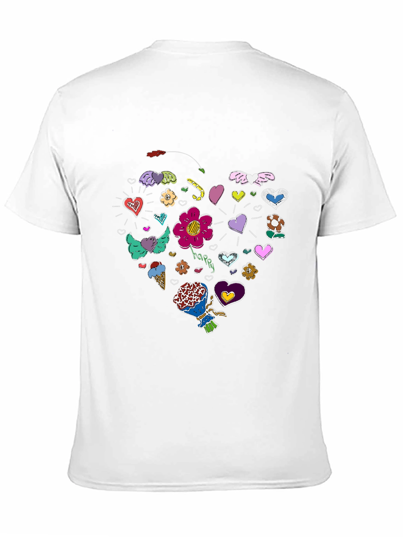 Heart Doodle Graphic Tee - Fun Casual Style