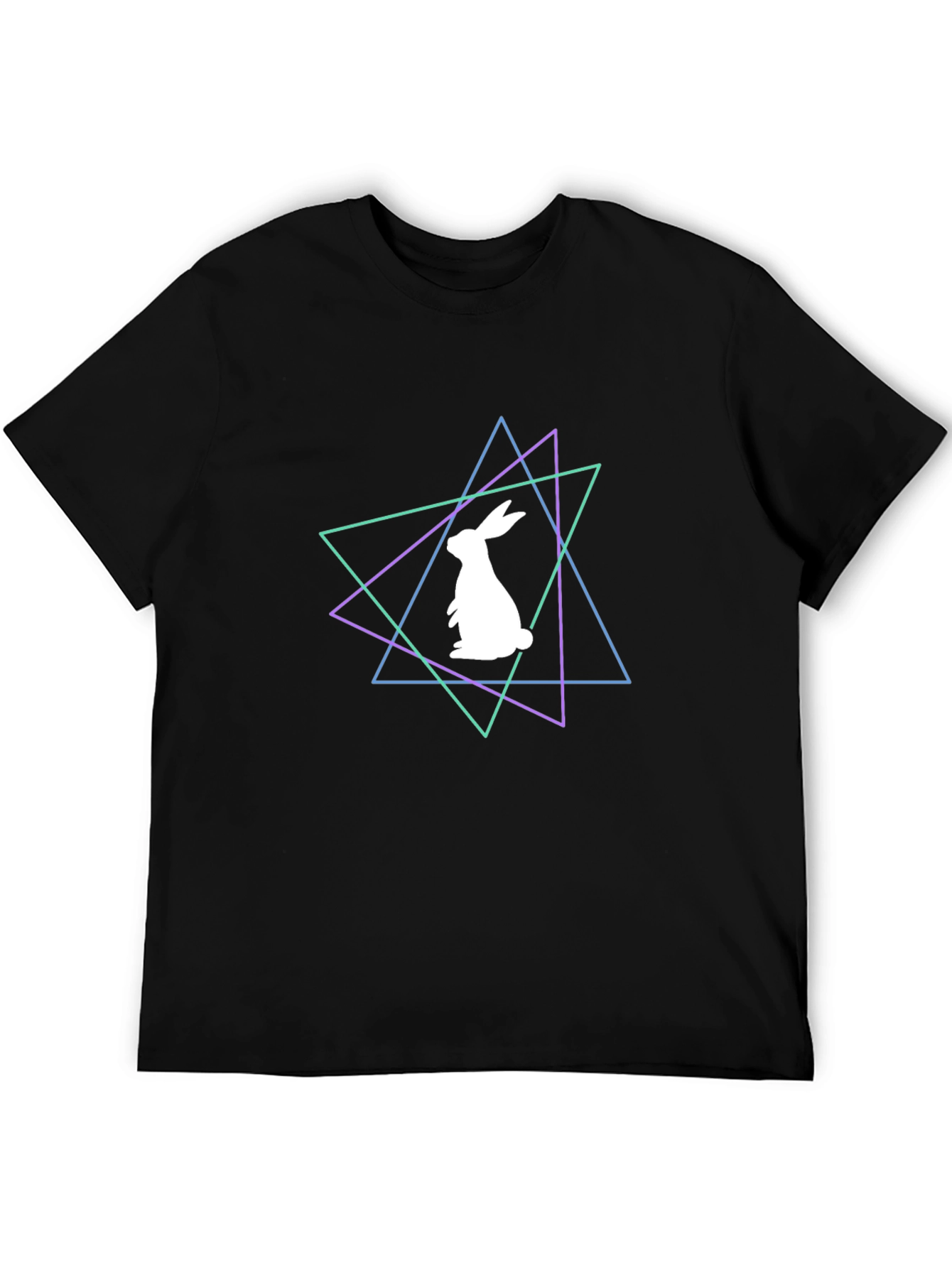 Geometric Rabbit Graphic Tee - Black
