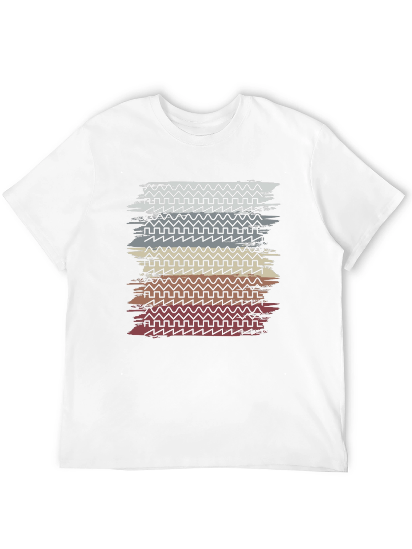 Retro Geometric Striped Graphic Tee