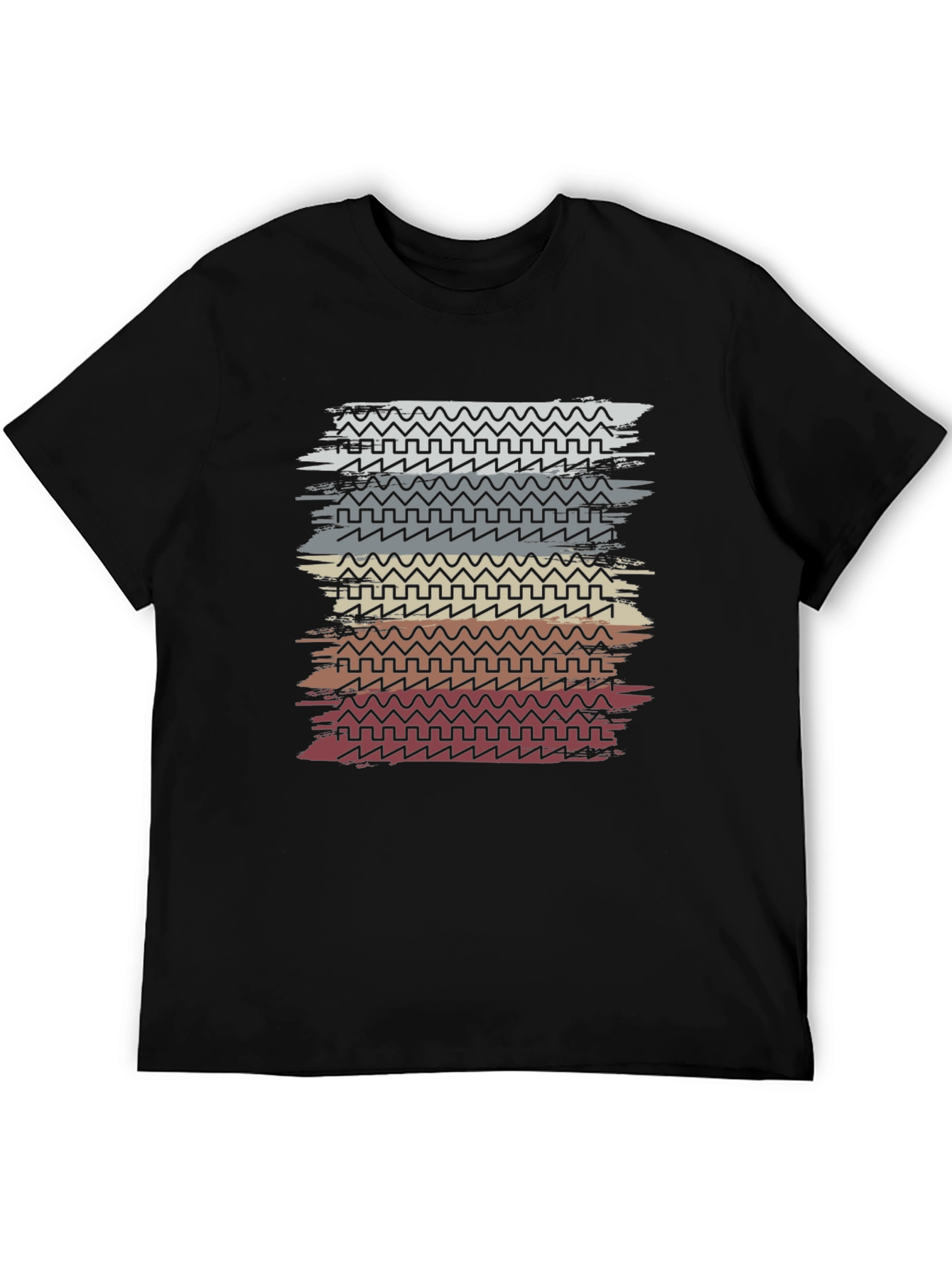 Retro Geometric Striped Graphic Tee
