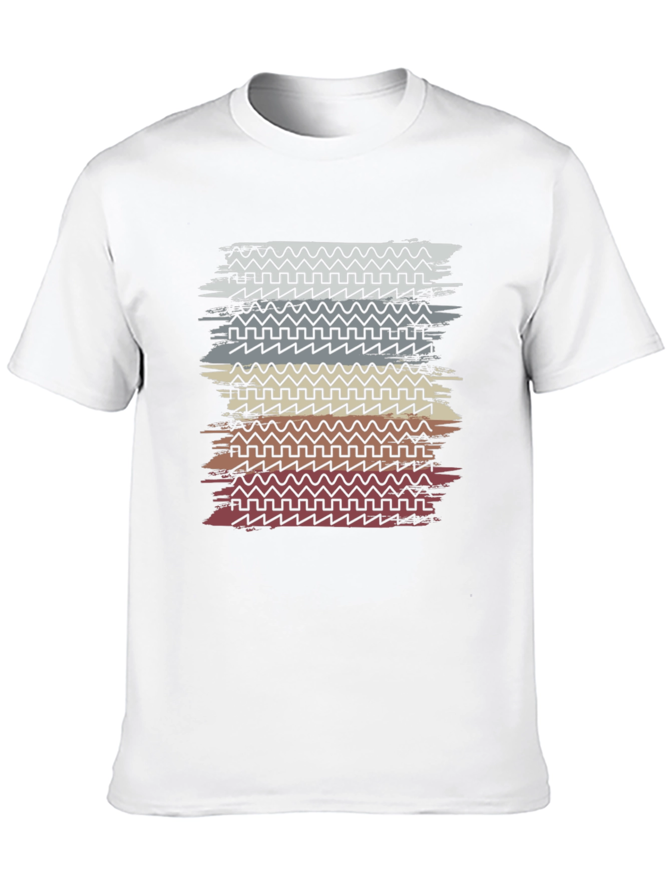 Retro Geometric Striped Graphic Tee