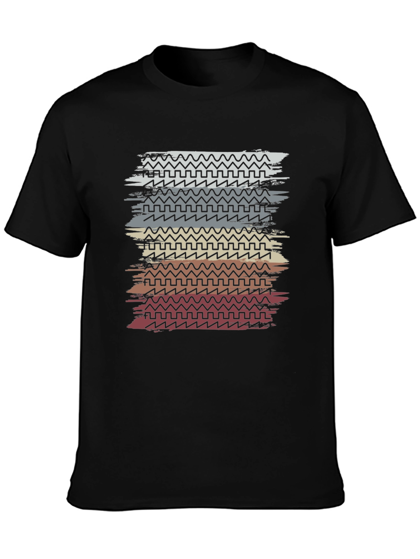 Retro Geometric Striped Graphic Tee