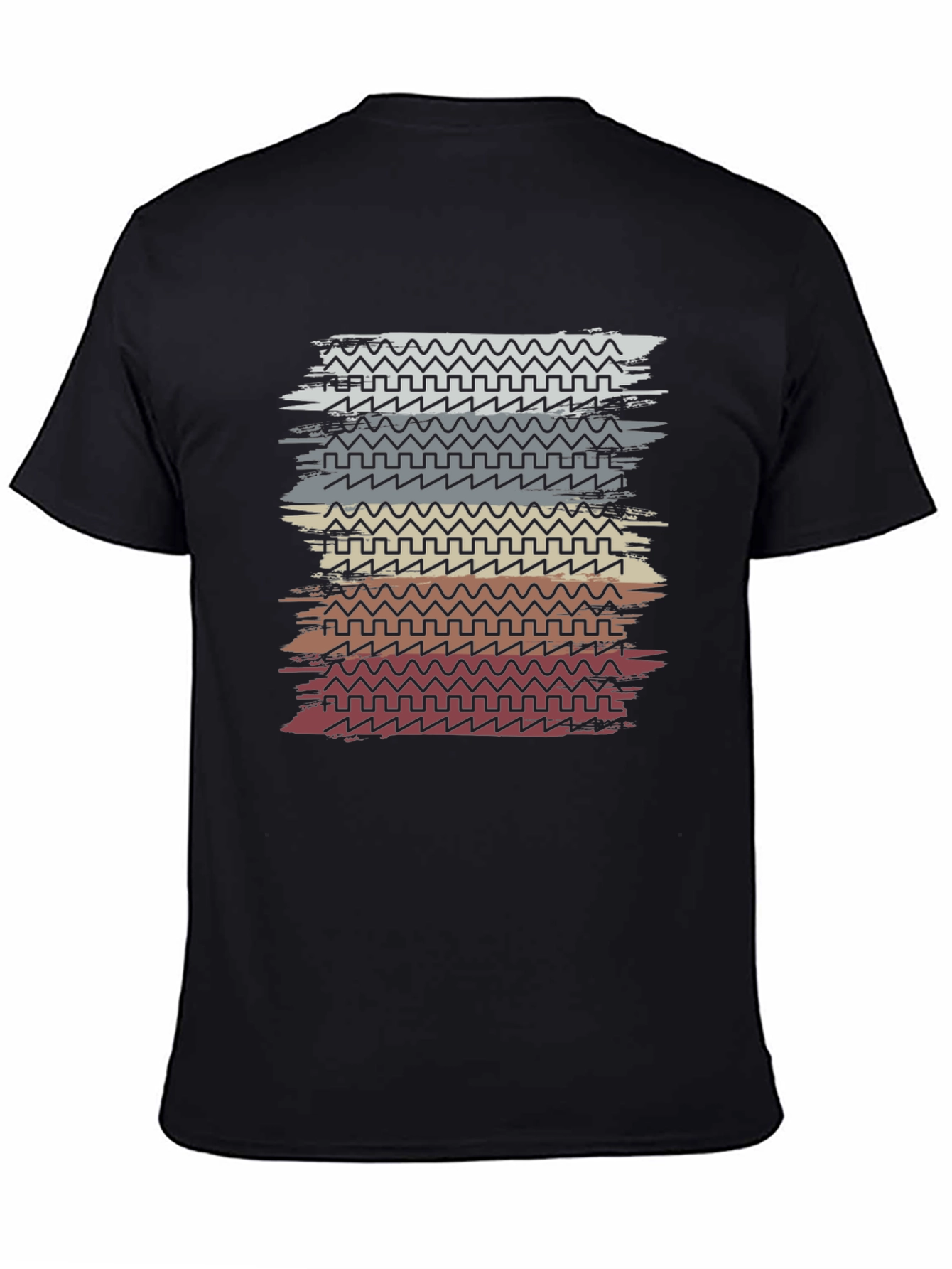 Retro Geometric Striped Graphic Tee