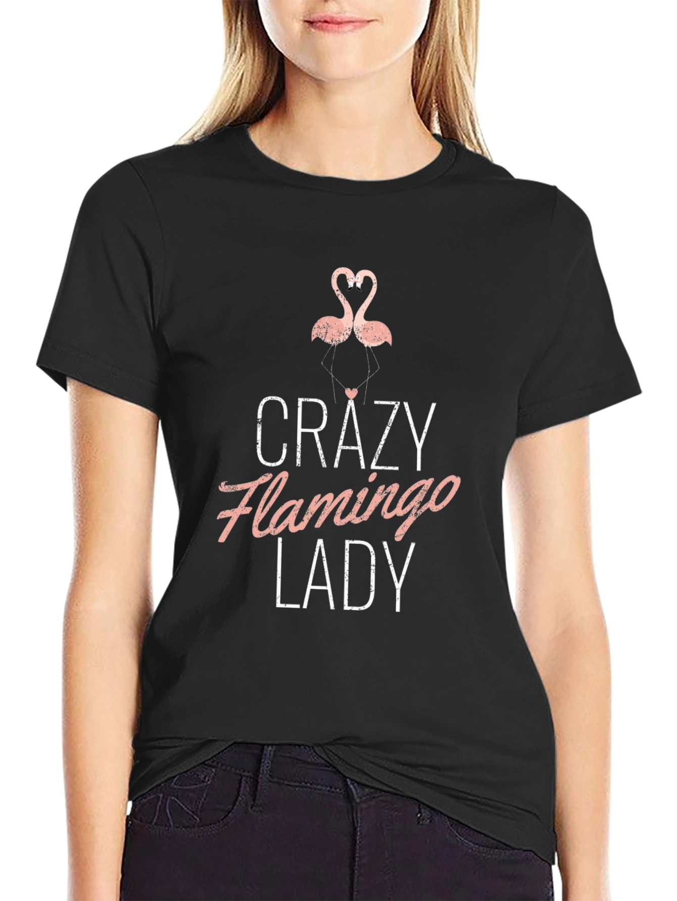 Crazy Flamingo Lady T-Shirt - Novelty Graphic Tee