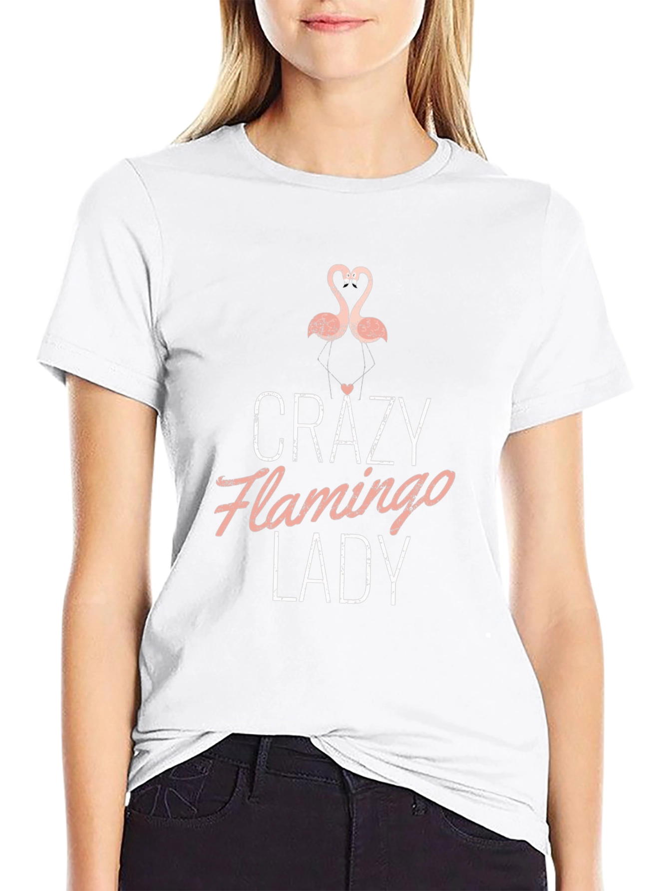 Crazy Flamingo Lady T-Shirt - Novelty Graphic Tee