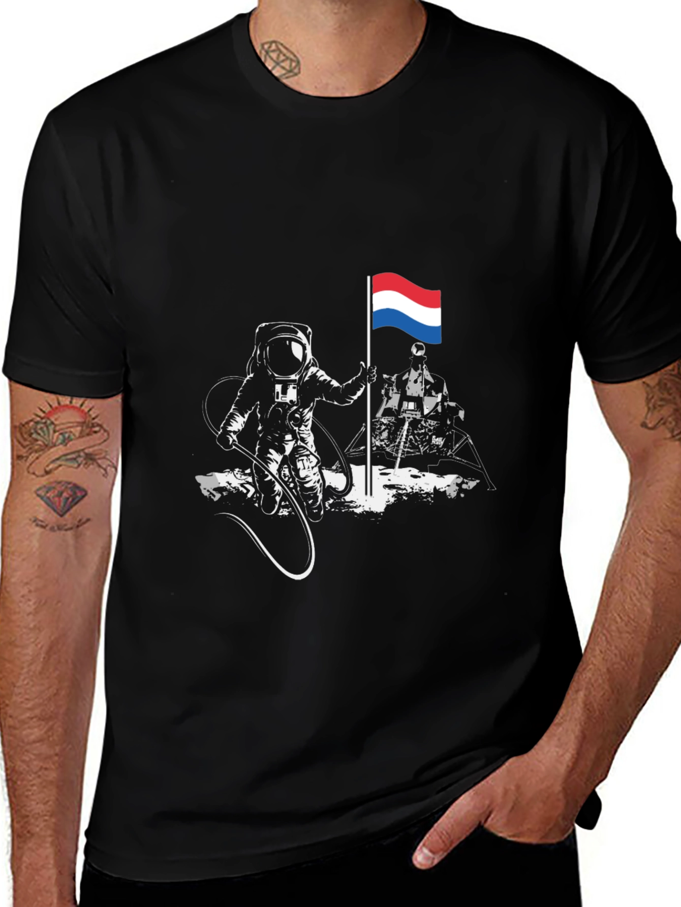Astronaut Flag T-Shirt - Space Exploration Tee