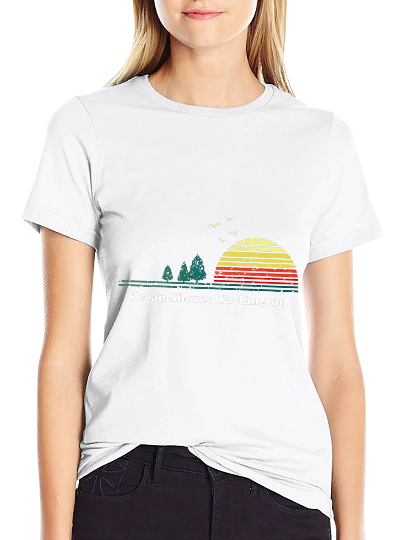 Ocean Shores Washington Retro Graphic T-Shirt