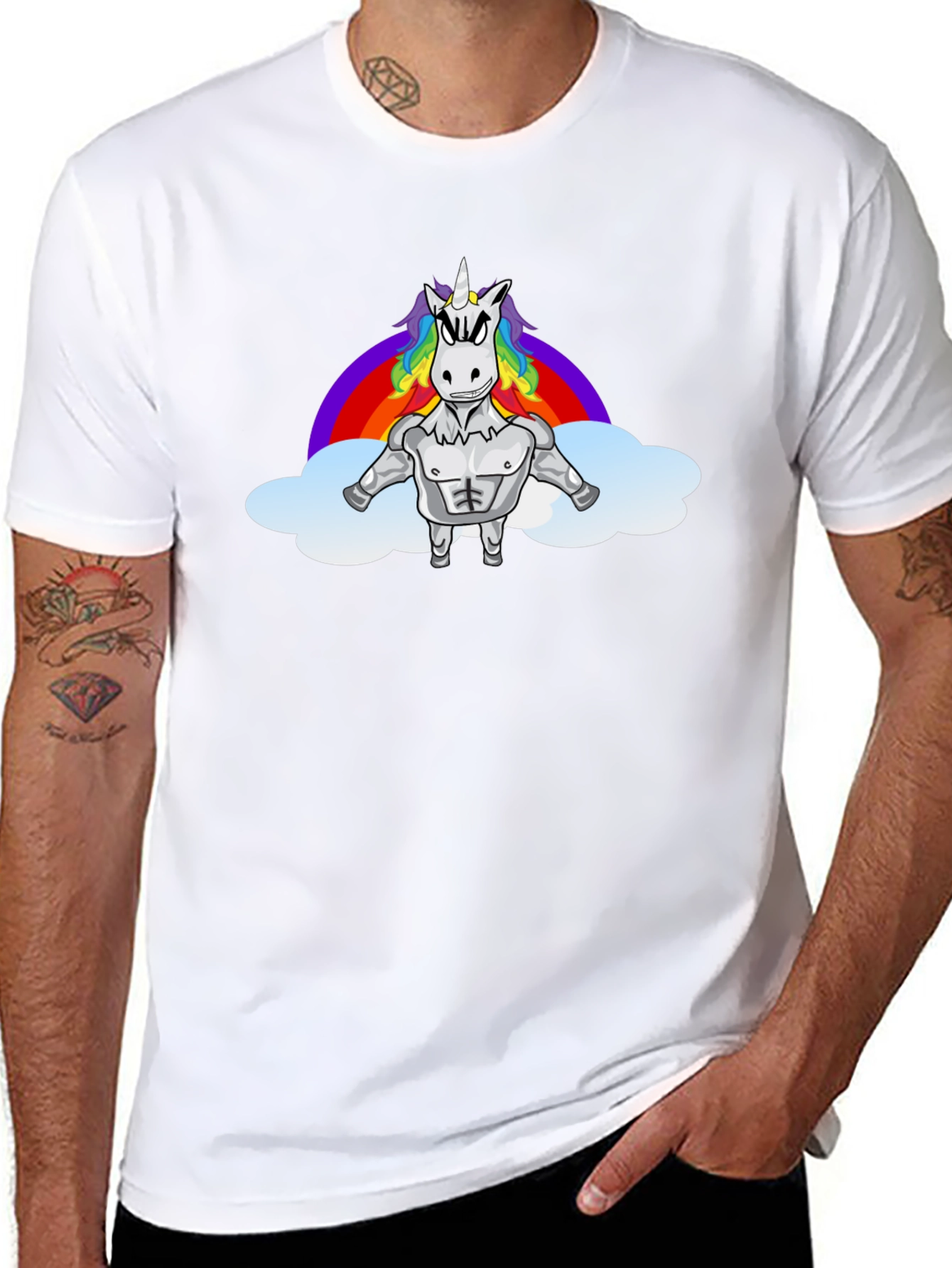 Muscle Unicorn Rainbow T-Shirt