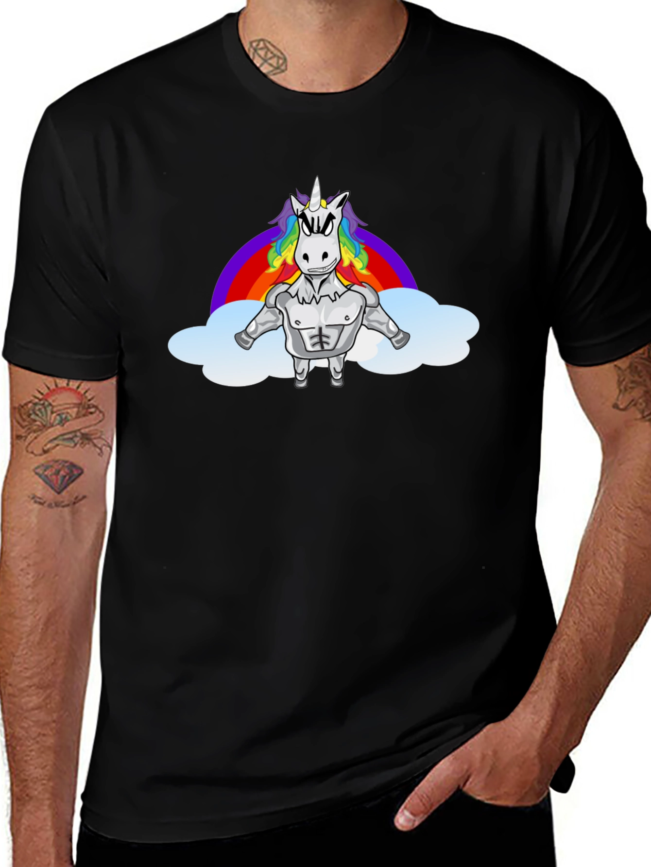 Muscle Unicorn Rainbow T-Shirt