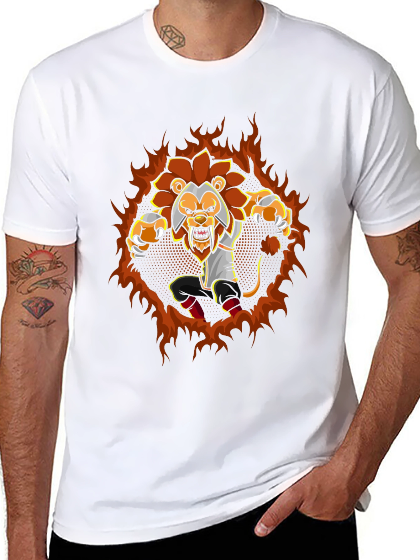 Fiery Lion Graphic T-Shirt