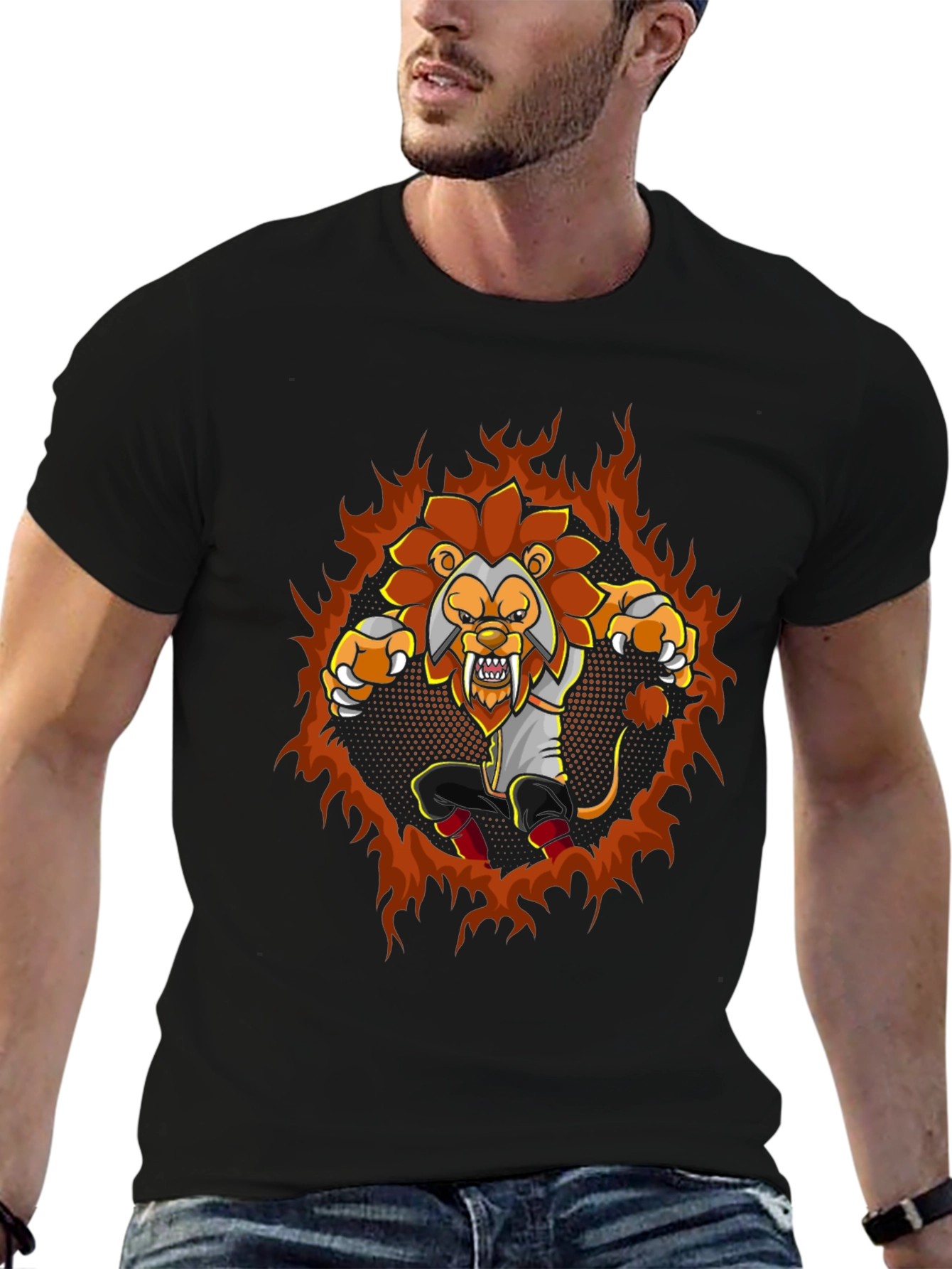 Fiery Lion Graphic T-Shirt