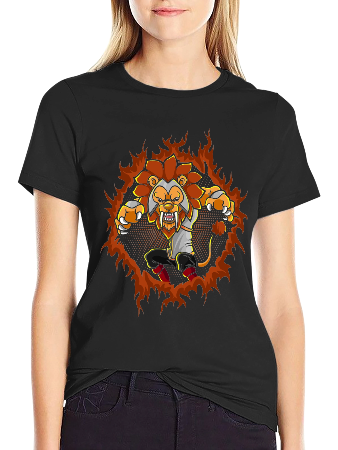 Fiery Lion Graphic T-Shirt