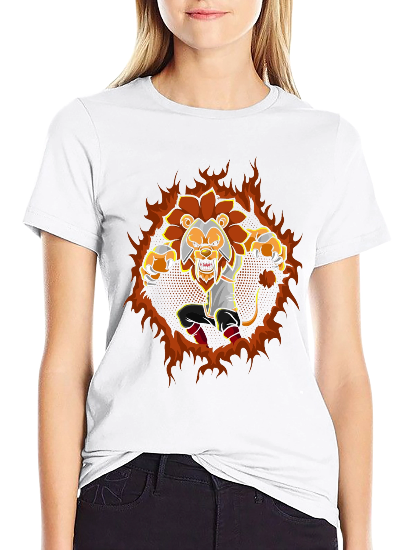 Fiery Lion Graphic T-Shirt