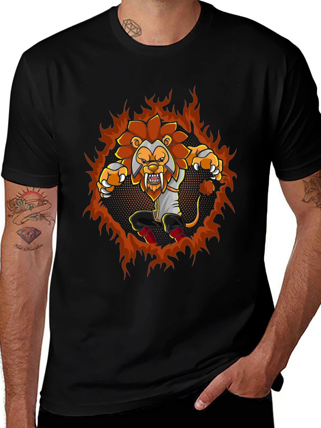 Fiery Lion Graphic T-Shirt