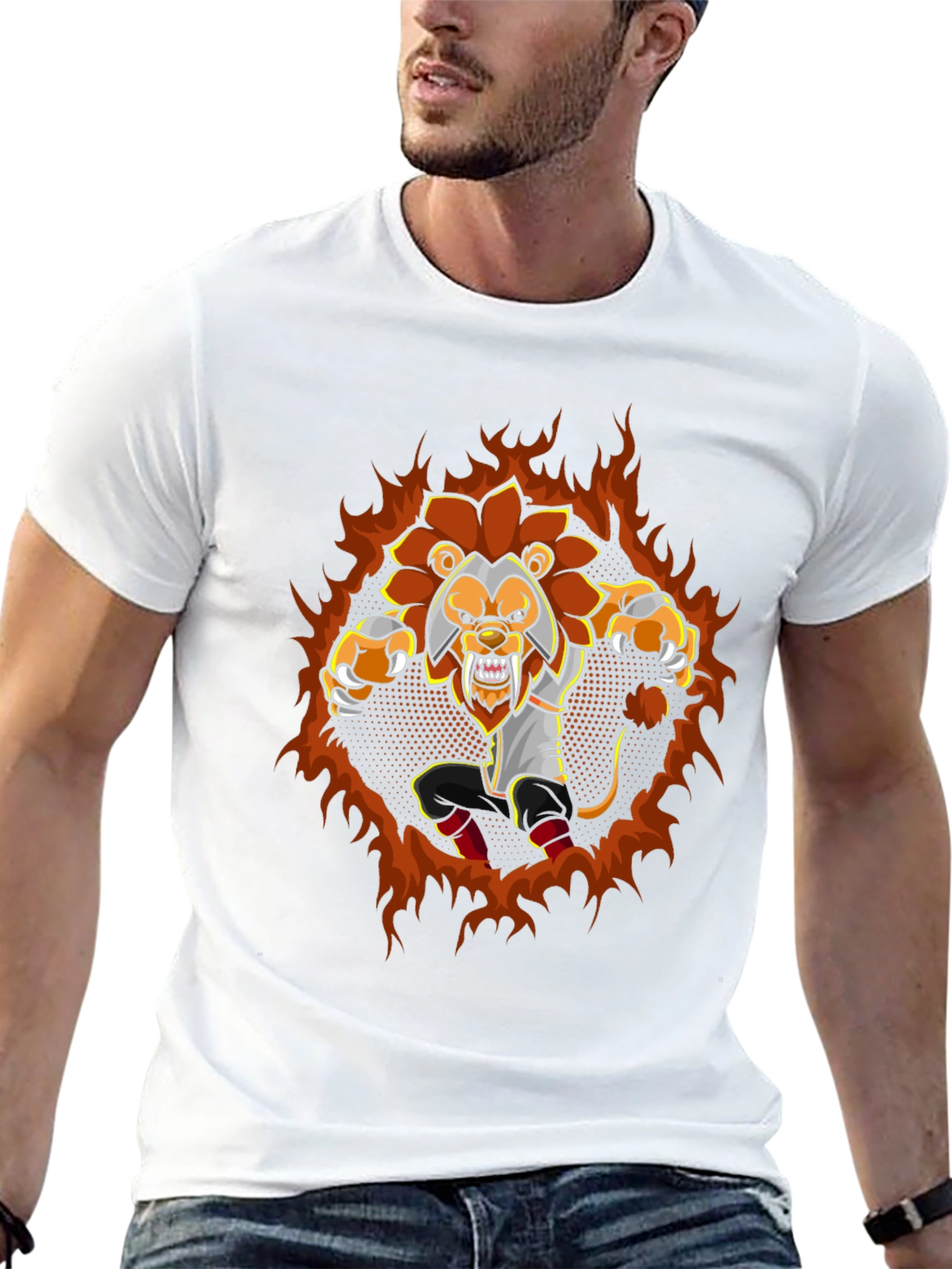 Fiery Lion Graphic T-Shirt