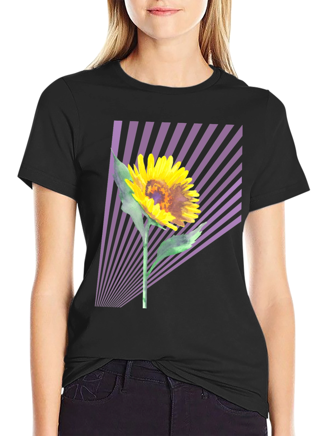 Sunflower Graphic Tee - Stylish Mens Black T-Shirt