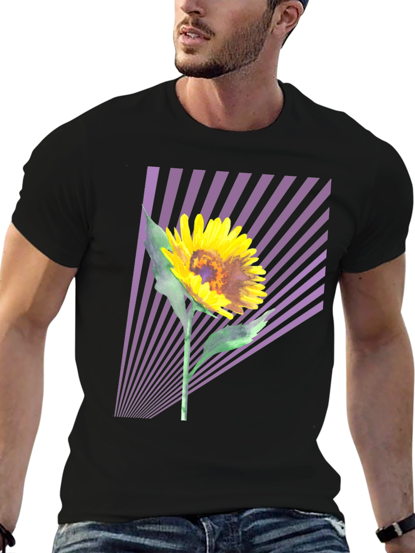 Sunflower Graphic Tee - Stylish Mens Black T-Shirt