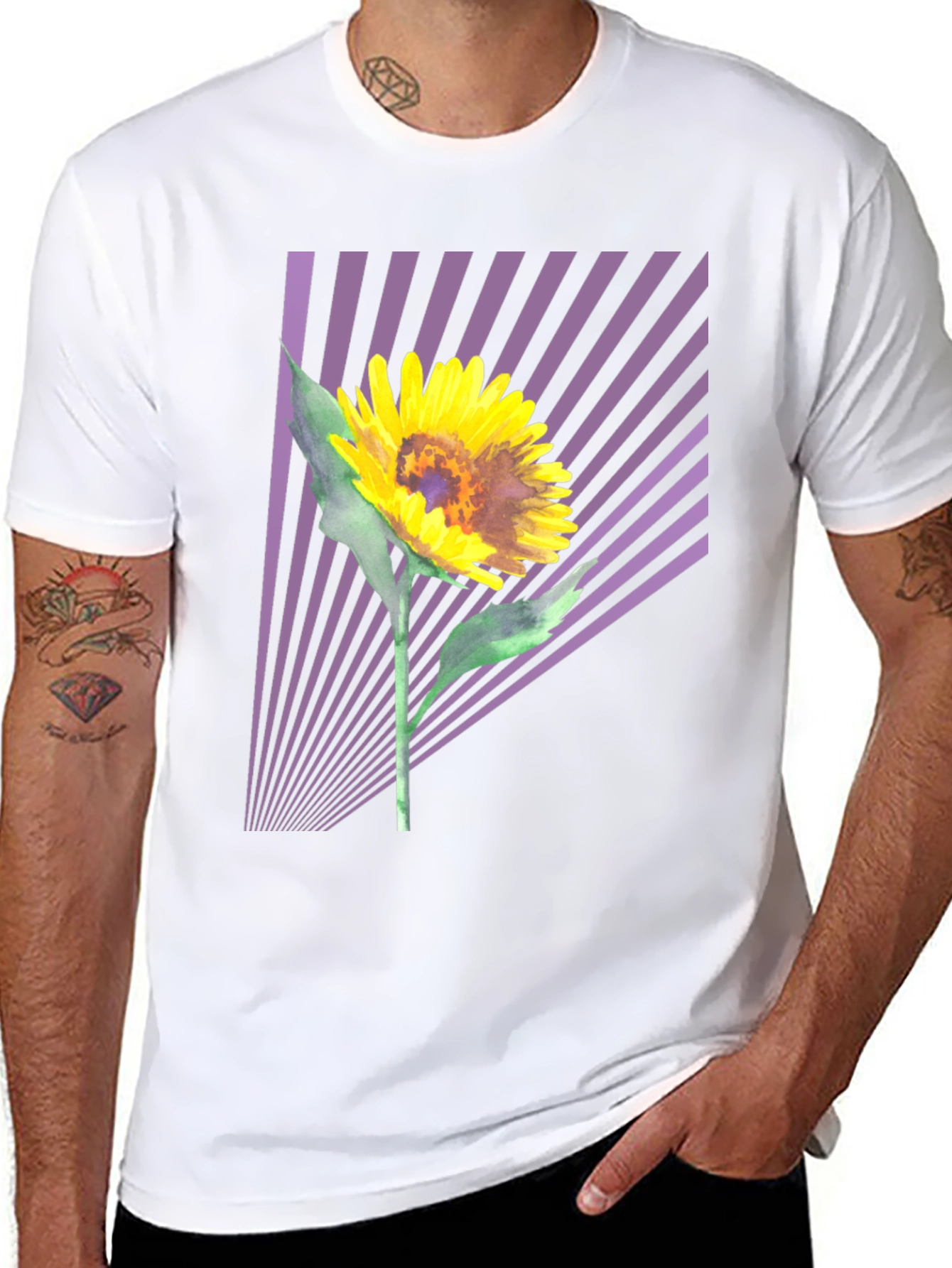 Sunflower Graphic Tee - Stylish Mens Black T-Shirt