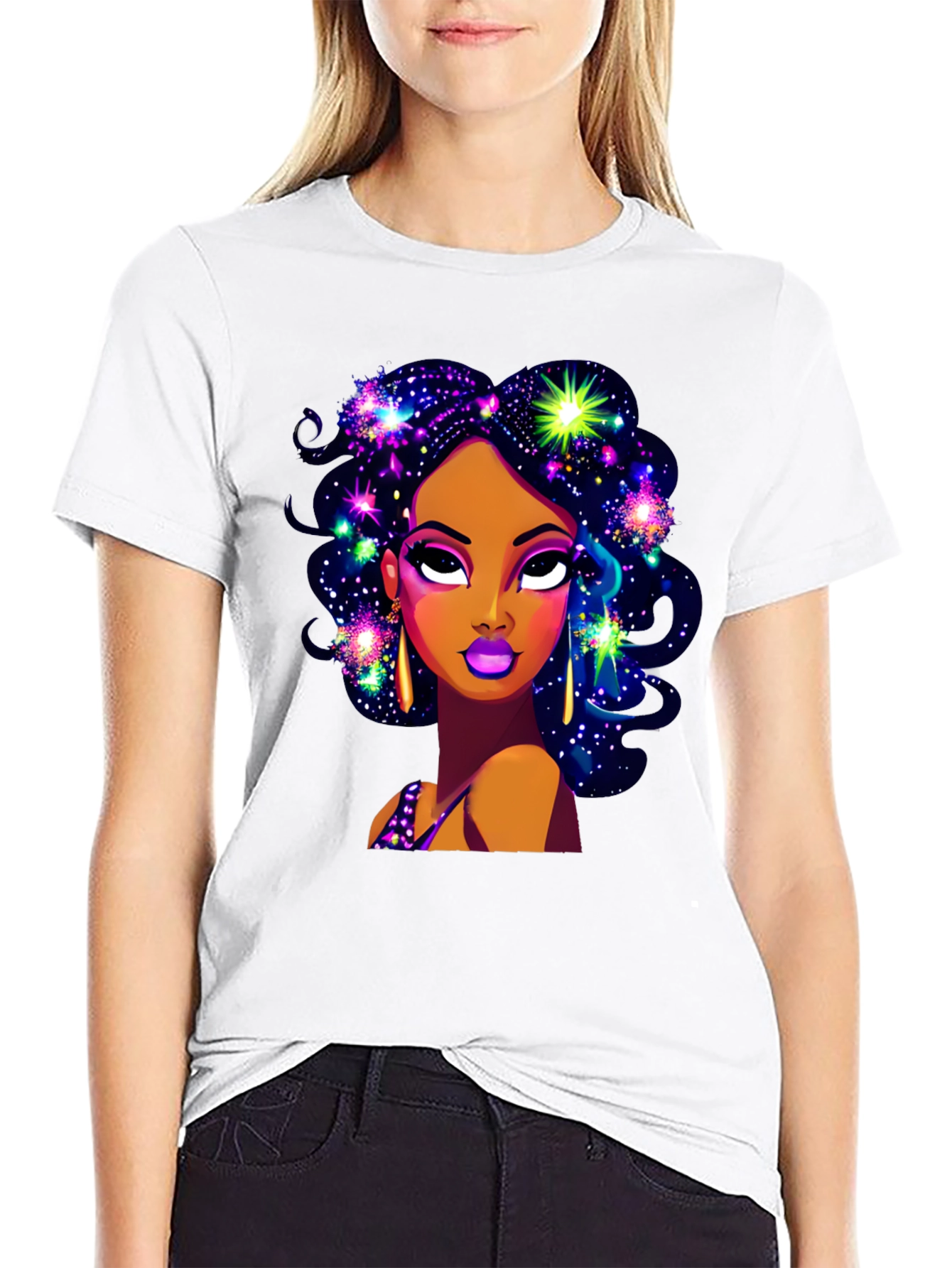 Galaxy Girl Graphic T-Shirt - Stylish Comfort