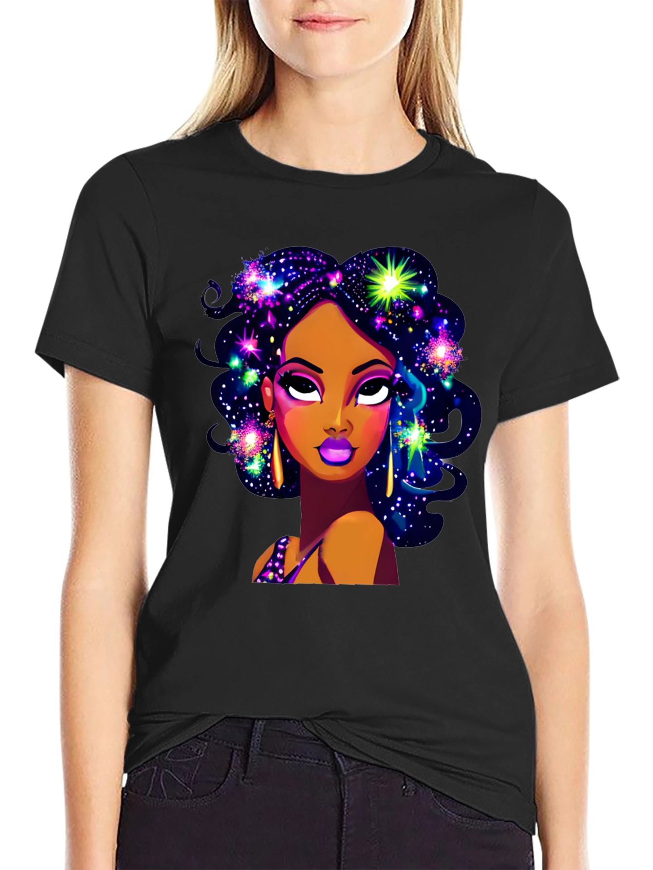 Galaxy Girl Graphic T-Shirt - Stylish Comfort