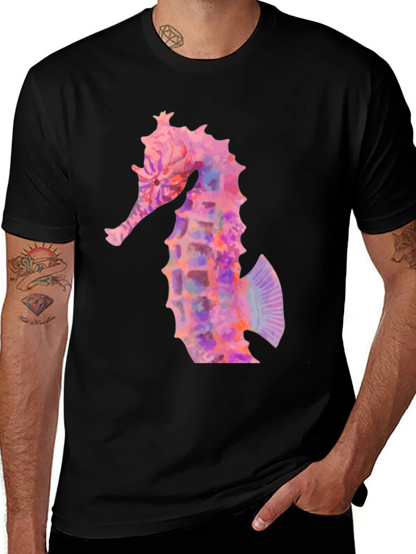 Pink Seahorse Graphic T-Shirt - Coastal Style