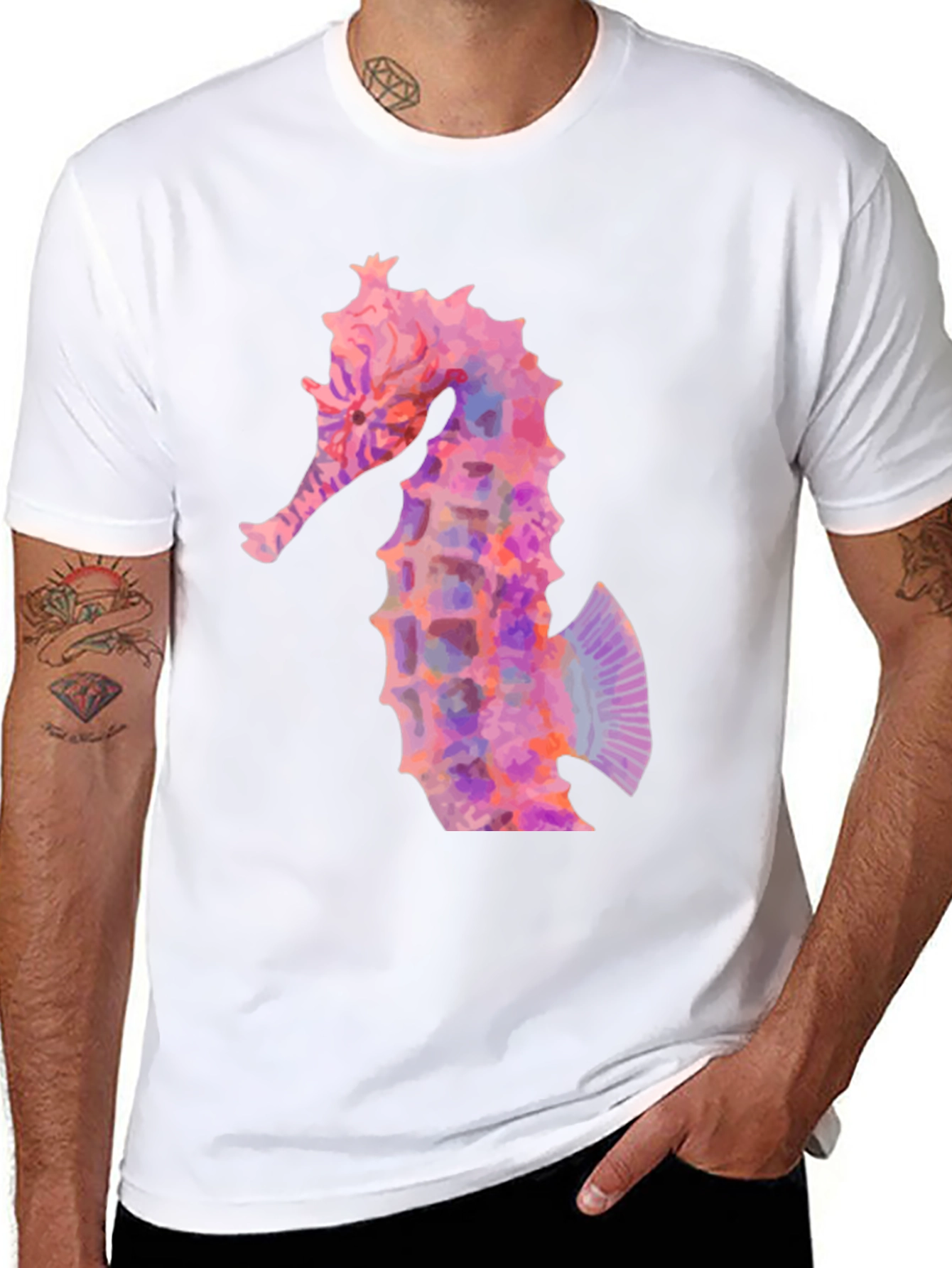 Pink Seahorse Graphic T-Shirt - Coastal Style