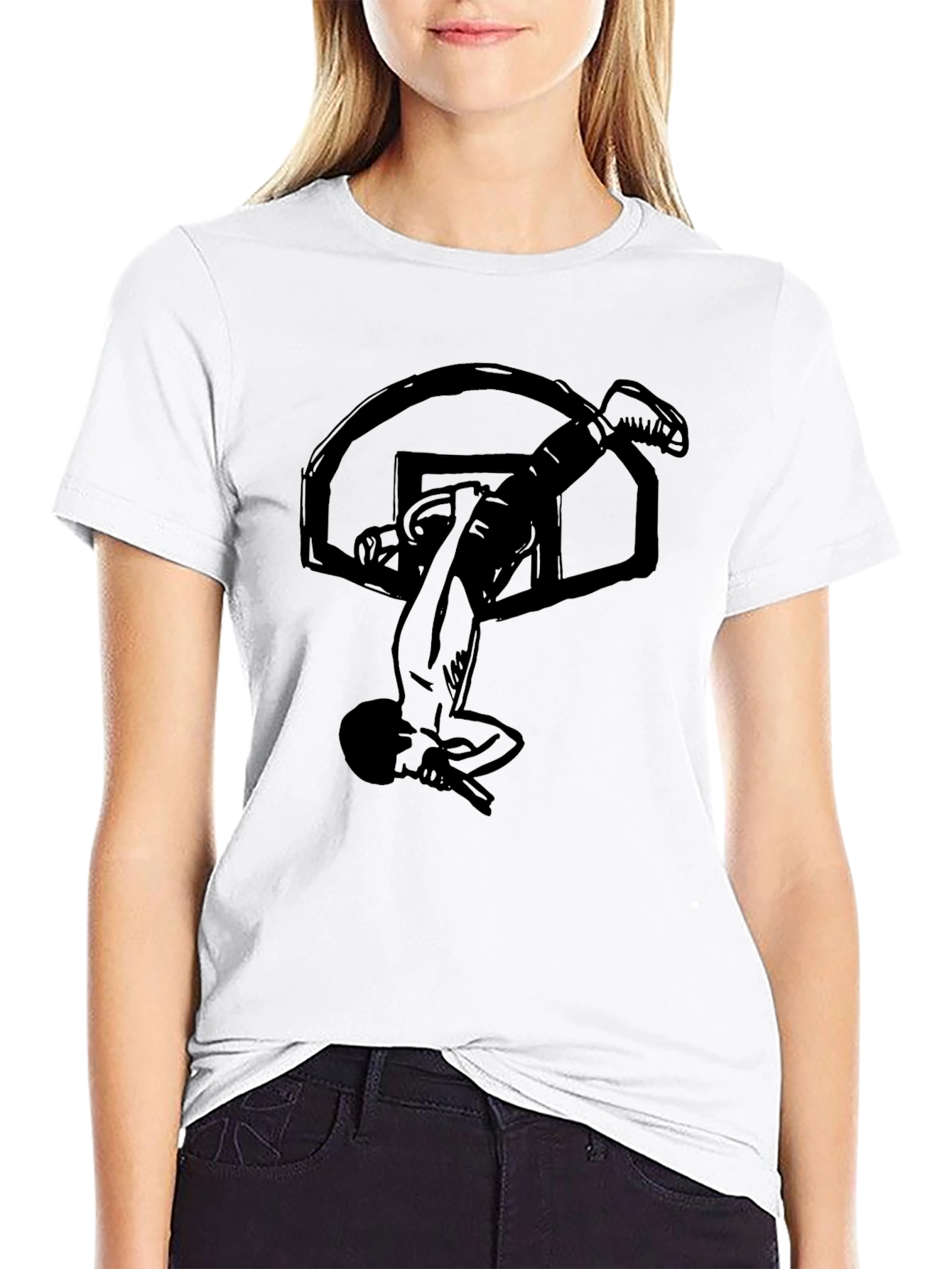 Basketball Dunk Graphic Tee - Black Cotton T-Shirt