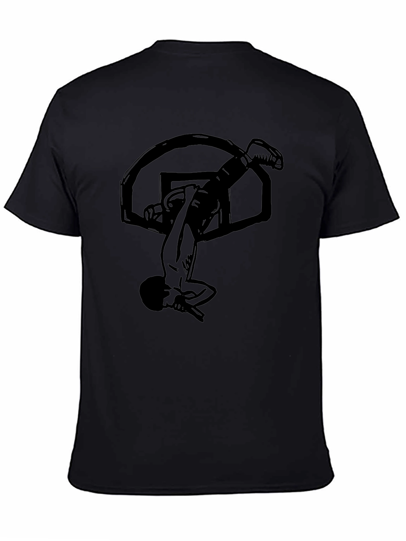 Basketball Dunk Graphic Tee - Black Cotton T-Shirt