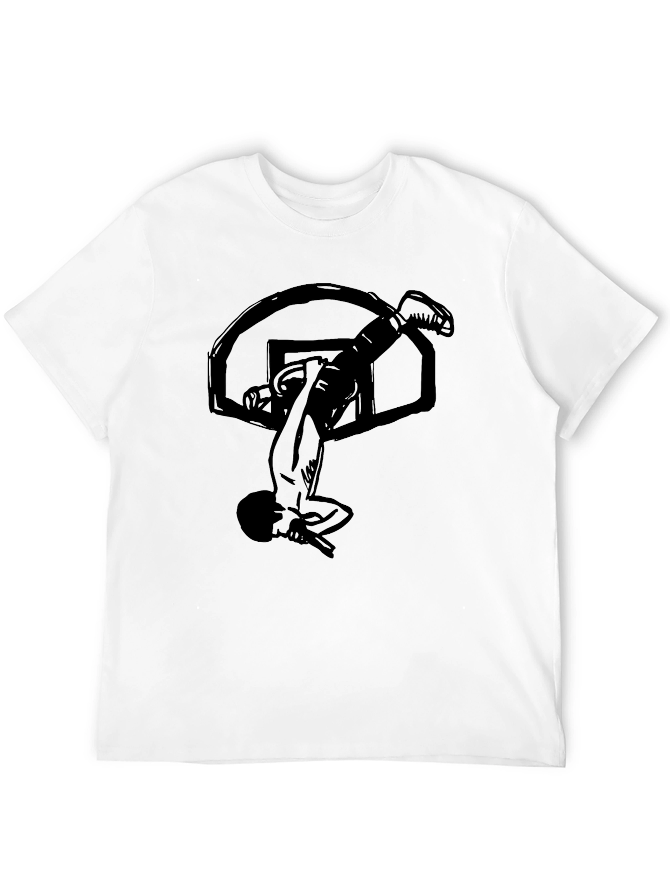 Basketball Dunk Graphic Tee - Black Cotton T-Shirt