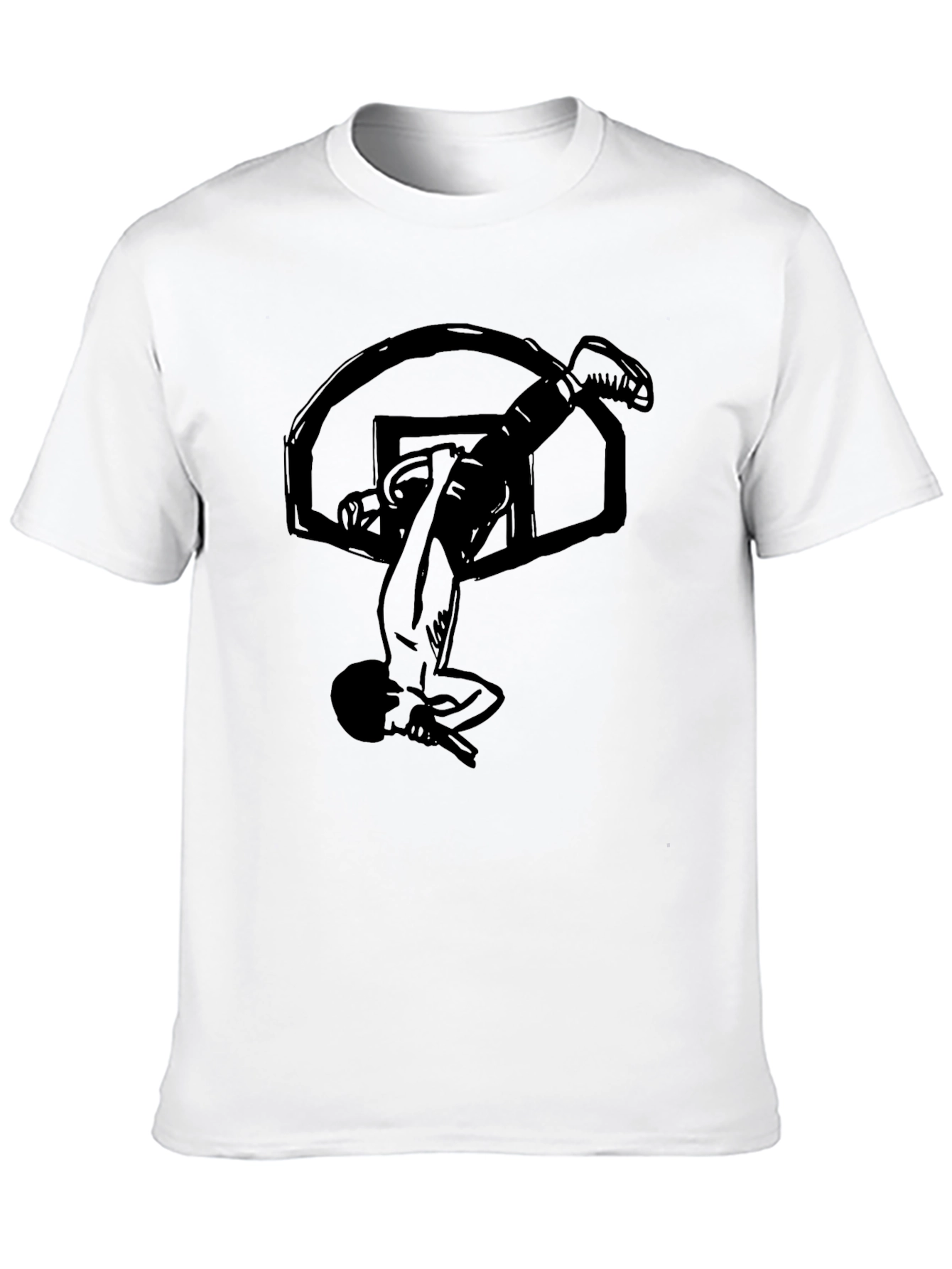 Basketball Dunk Graphic Tee - Black Cotton T-Shirt