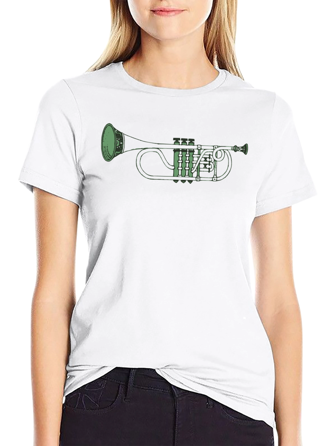 Green Trumpet Graphic Tee - Musicians Style