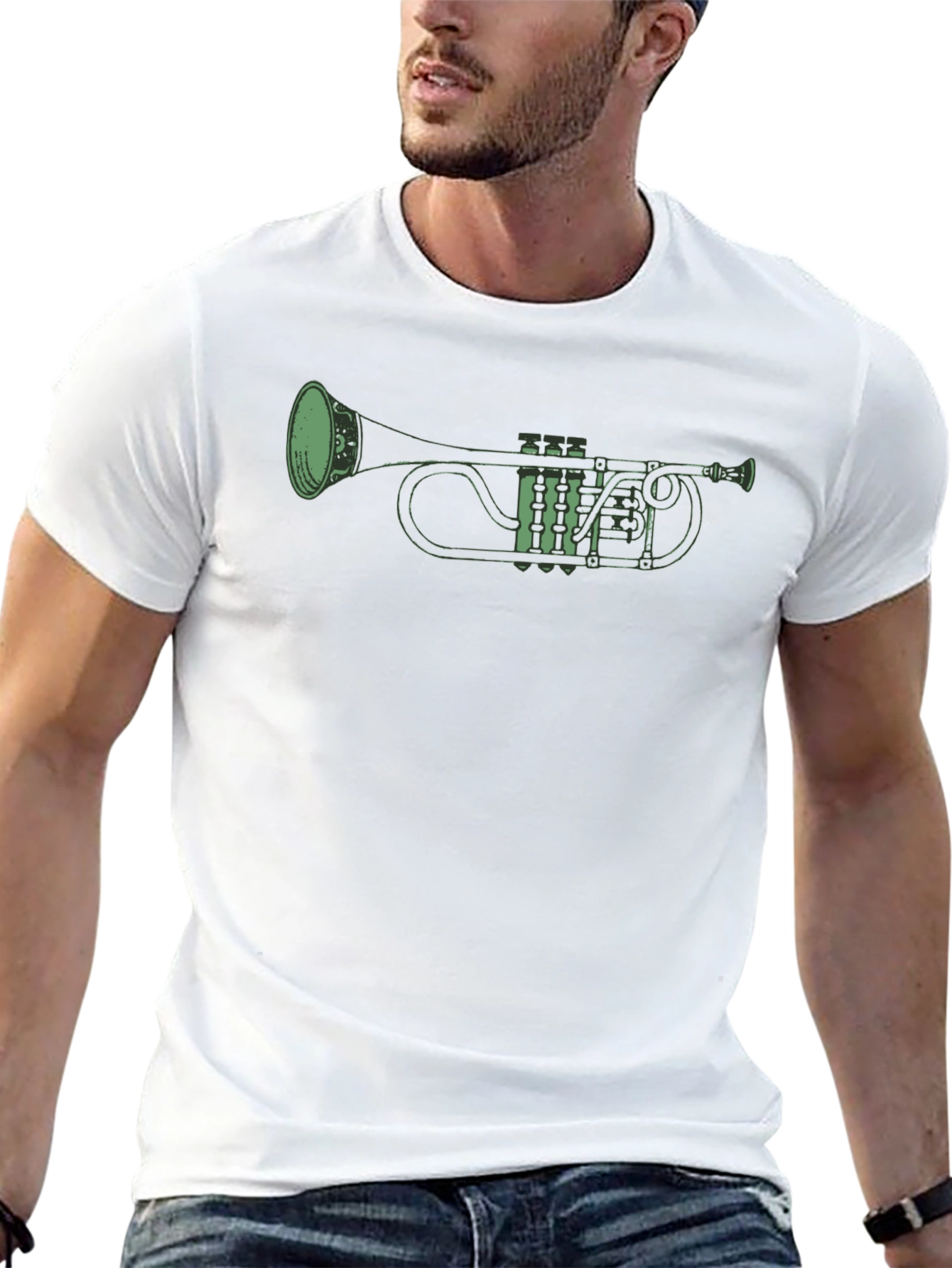 Green Trumpet Graphic Tee - Musicians Style