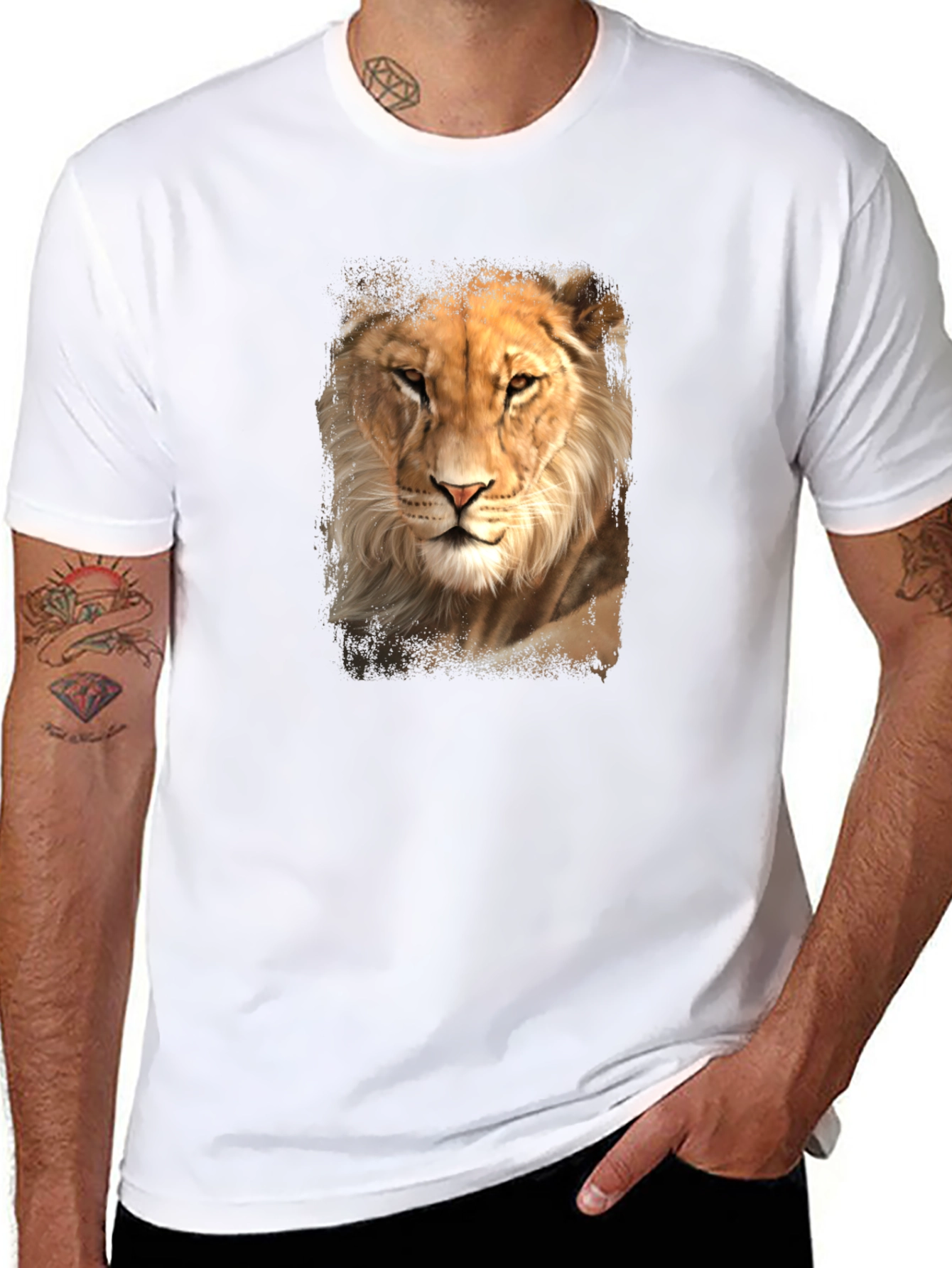 Lion Graphic Tee - Black Casual T-Shirt