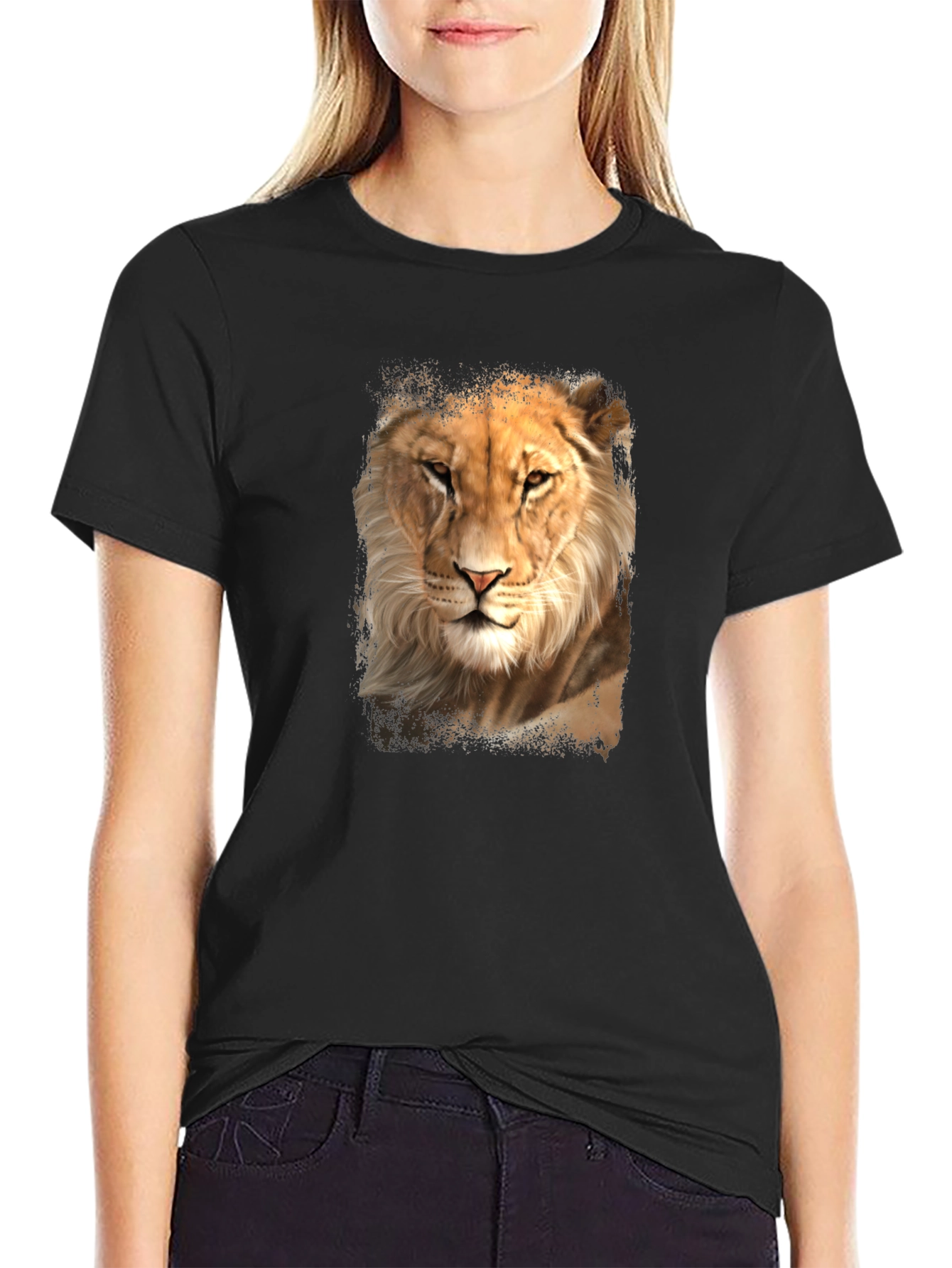 Lion Graphic Tee - Black Casual T-Shirt