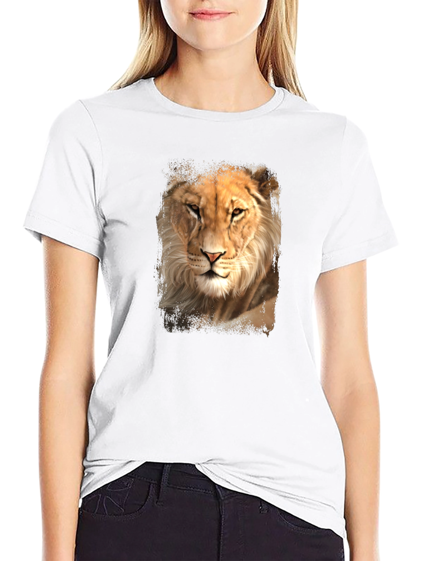 Lion Graphic Tee - Black Casual T-Shirt