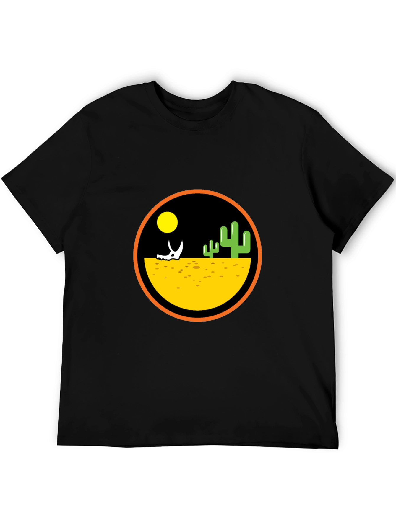 Desert Scene Graphic Print Black T-Shirt