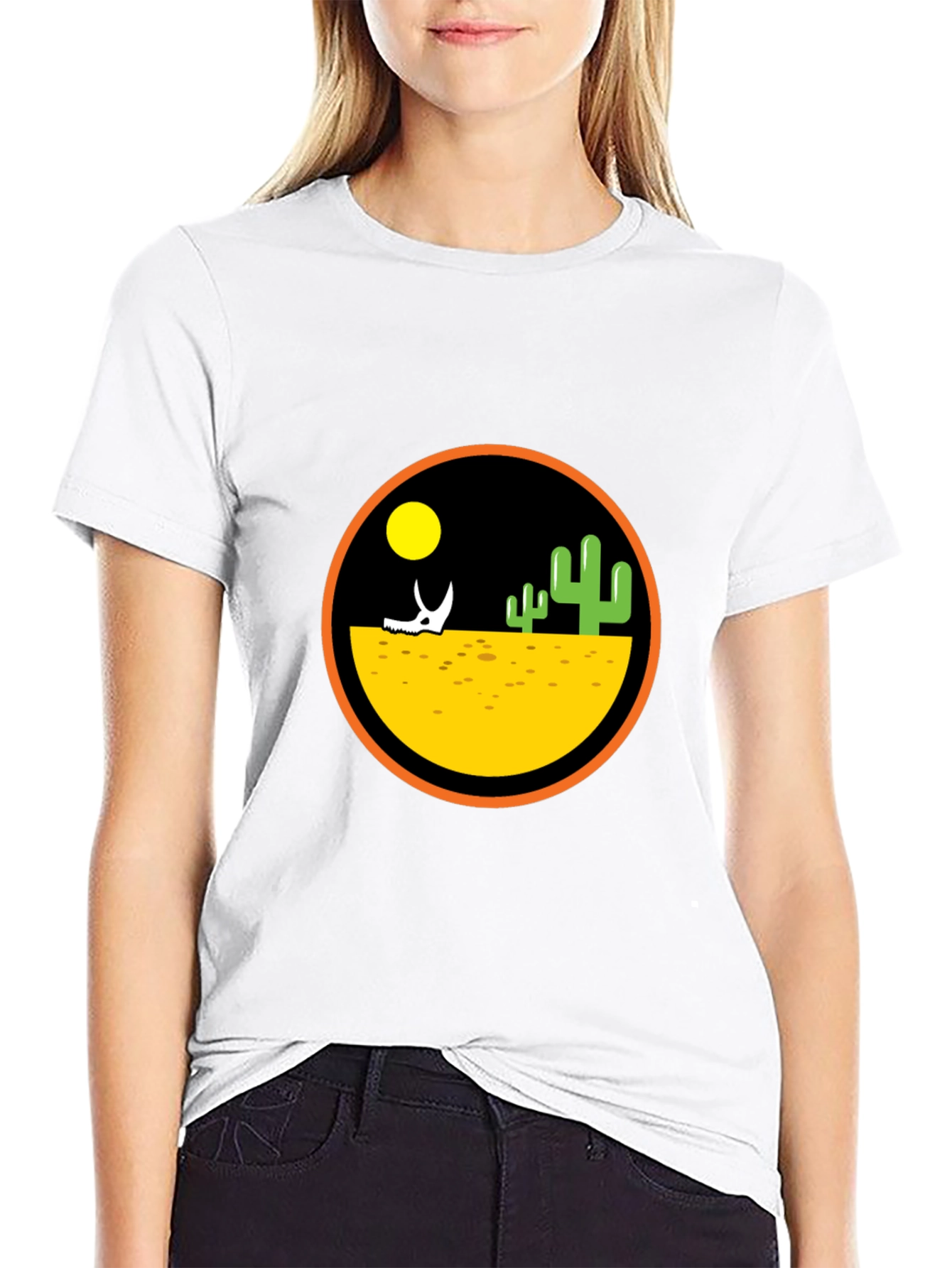Desert Scene Graphic Print Black T-Shirt