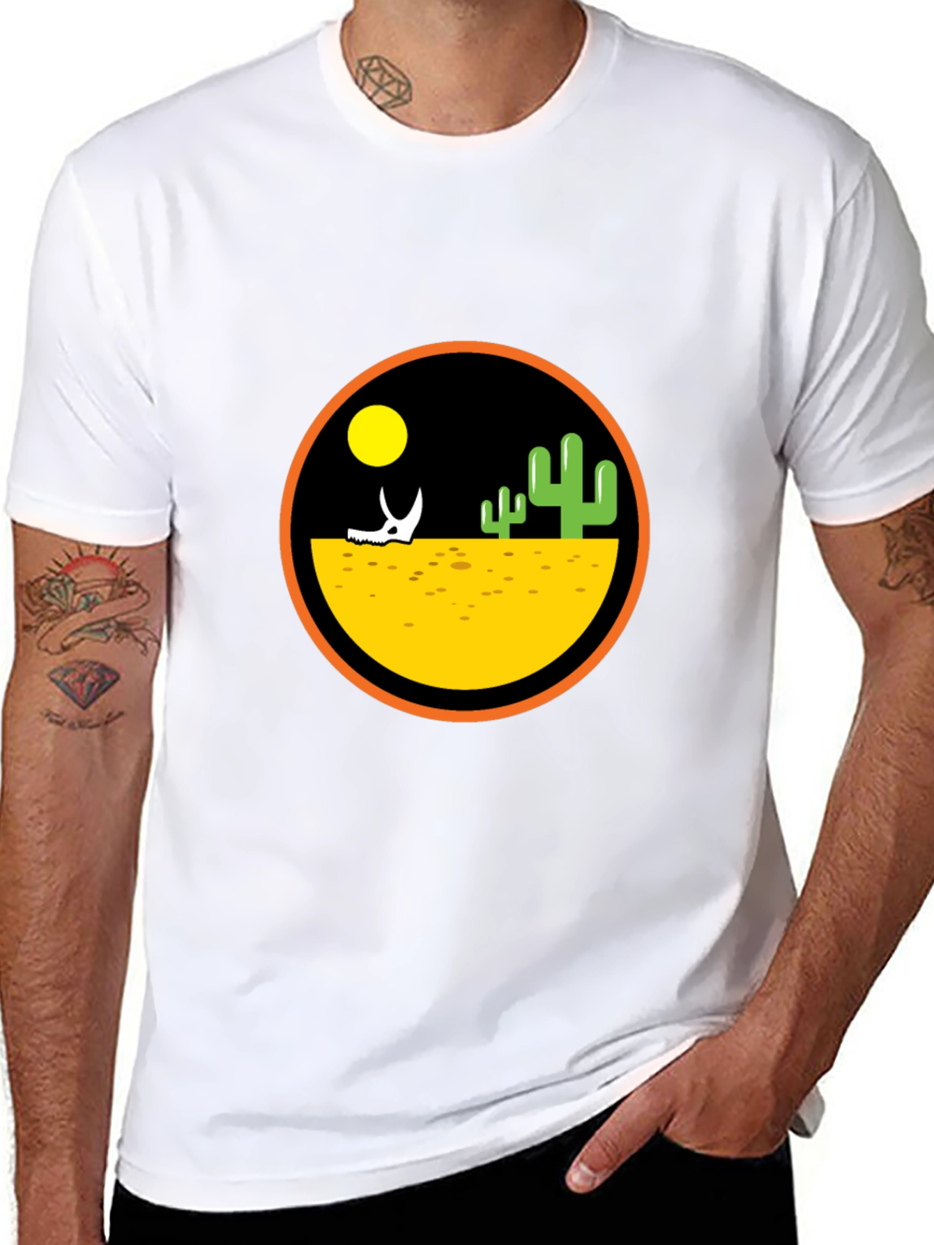 Desert Scene Graphic Print Black T-Shirt