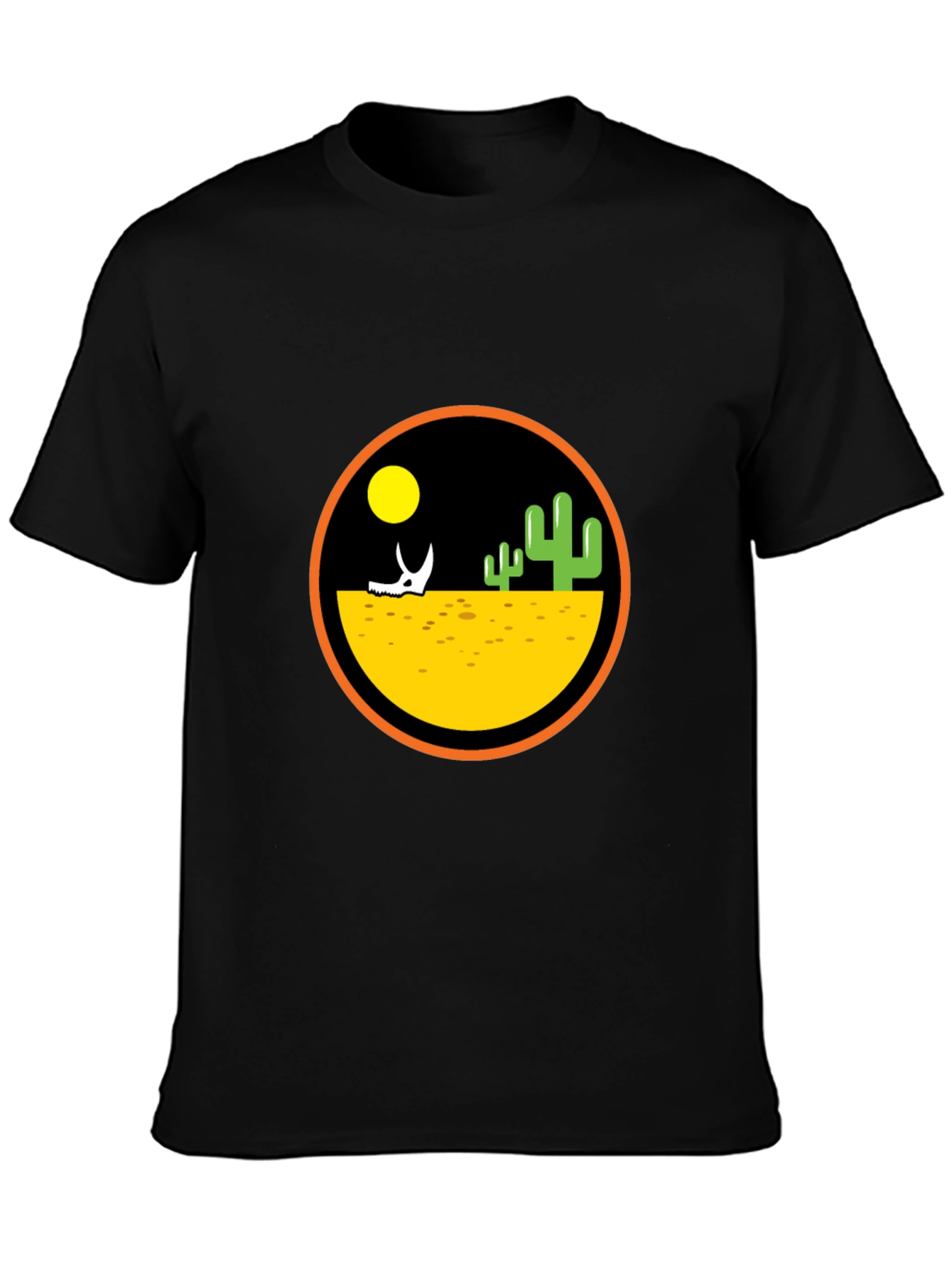 Desert Scene Graphic Print Black T-Shirt