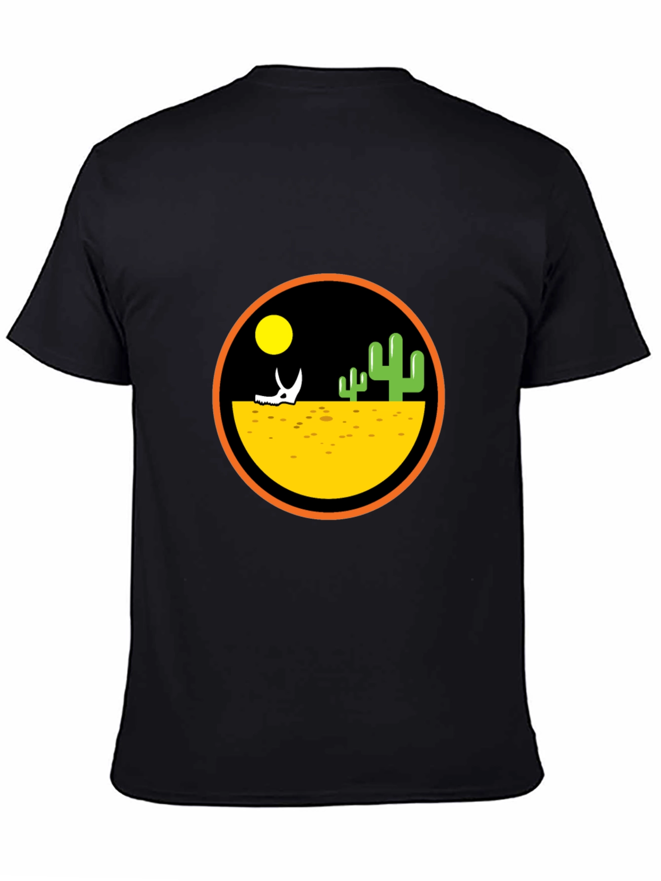 Desert Scene Graphic Print Black T-Shirt