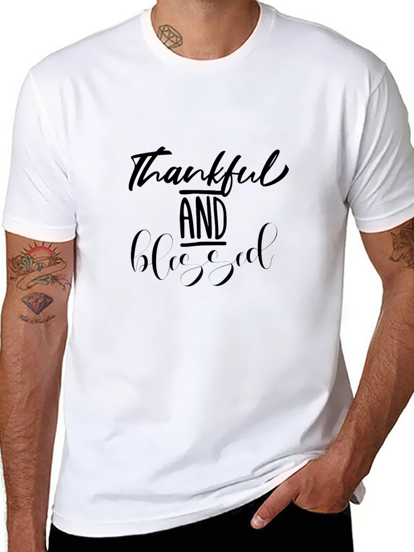 Thankful & Blessed Graphic Tee - Black
