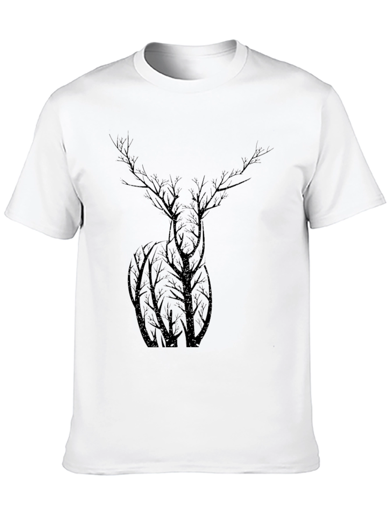 Nature Deer Tree Graphic Black T-Shirt