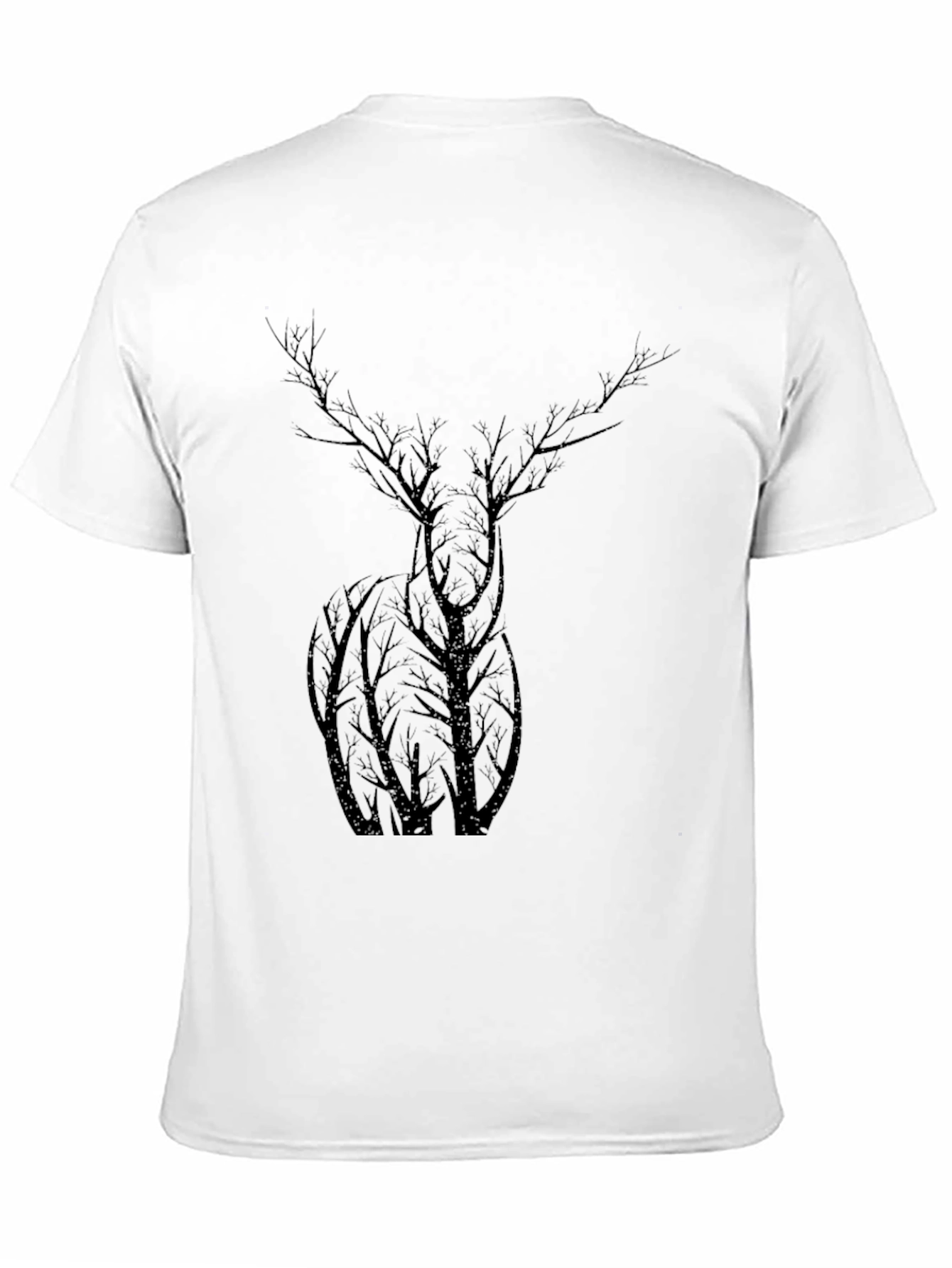 Nature Deer Tree Graphic Black T-Shirt