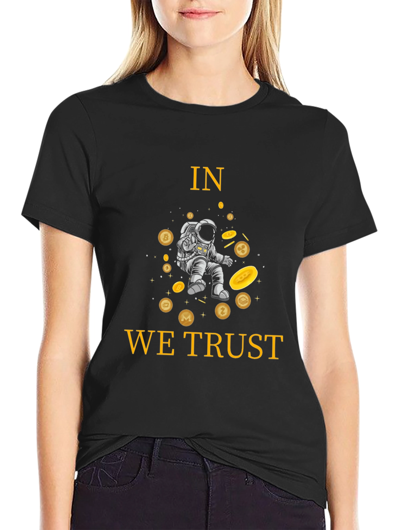 Crypto Astronaut T-Shirt - In We Trust Black Tee