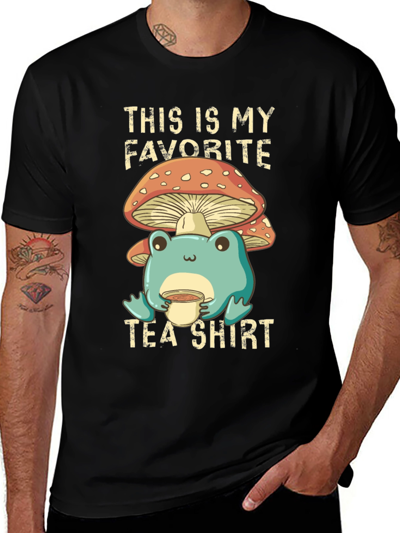 My Favorite Tea Shirt - Frog & Mushroom