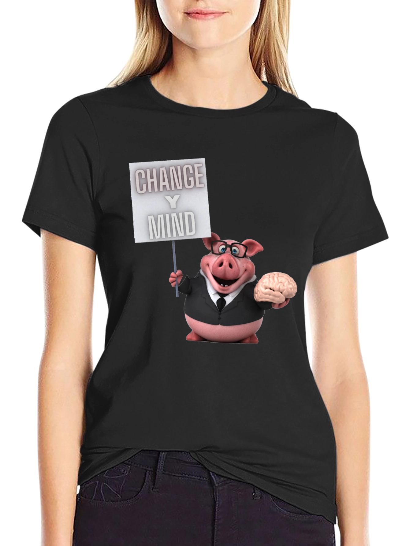 Change Your Mind Pig T-Shirt - Funny Cartoon Tee