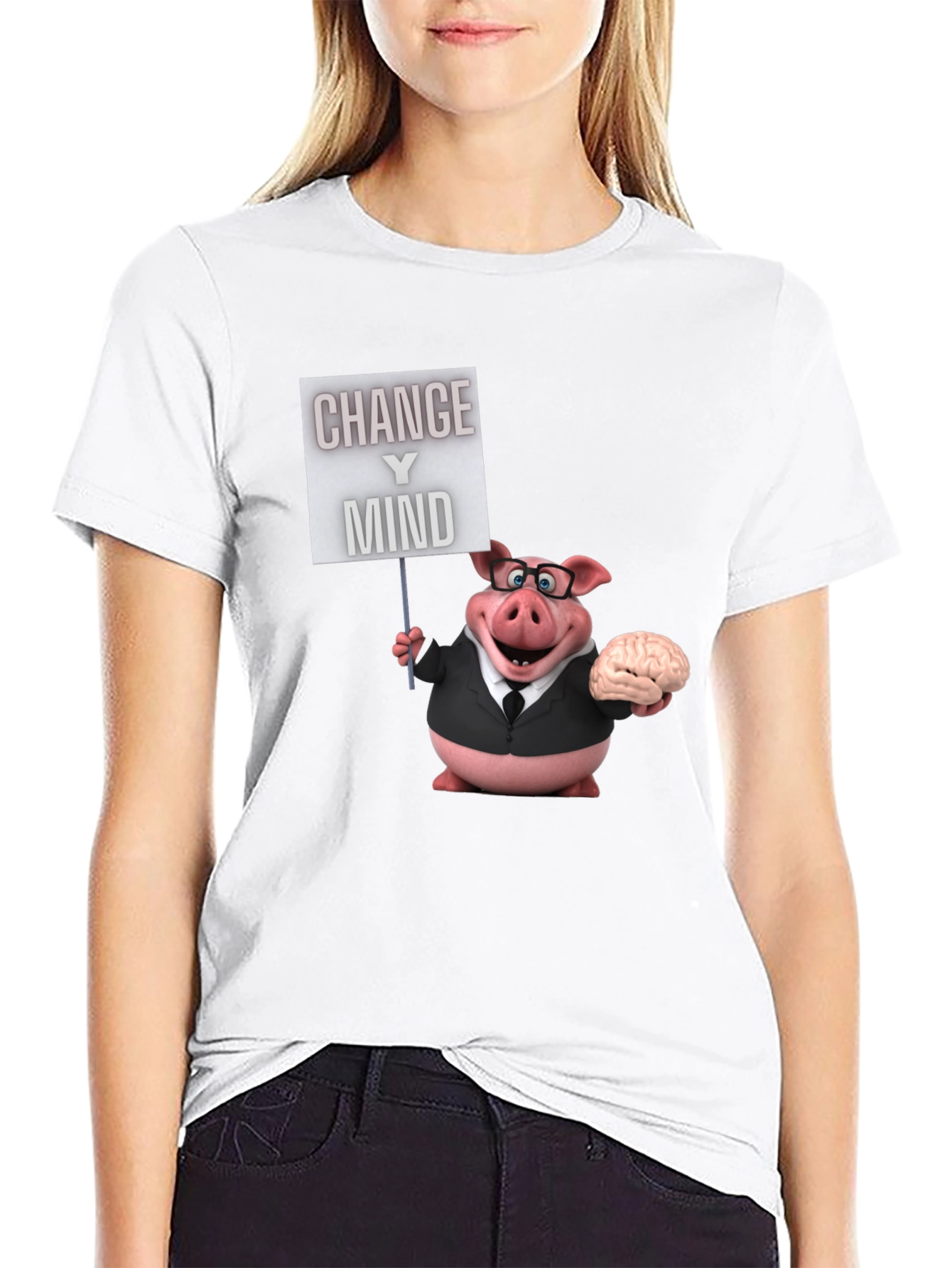 Change Your Mind Pig T-Shirt - Funny Cartoon Tee