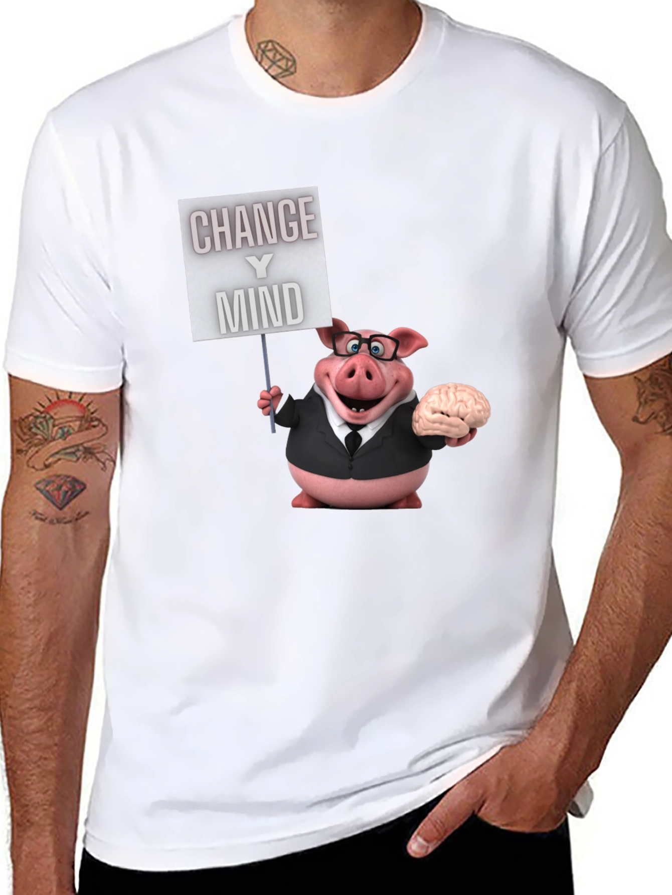 Change Your Mind Pig T-Shirt - Funny Cartoon Tee